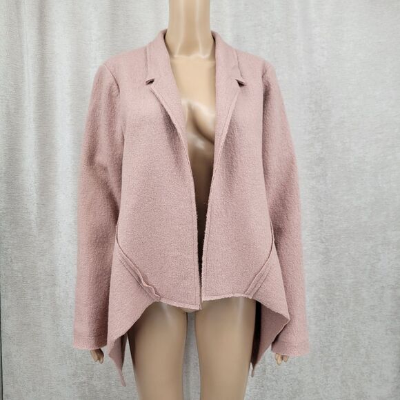 Cabi 528 Valentina Boiled Wool Angle Open Front Blazer Jacket Blush Pink  Medium - Picture 1 of 11